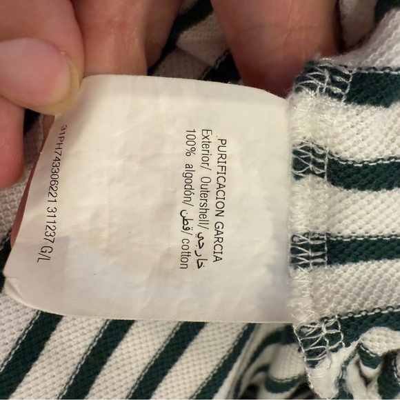 Purificacion Garcia Polo Shirt Men’s Sz L Green Stripes Logo Preppy Old Money - Picture 5 of 8
